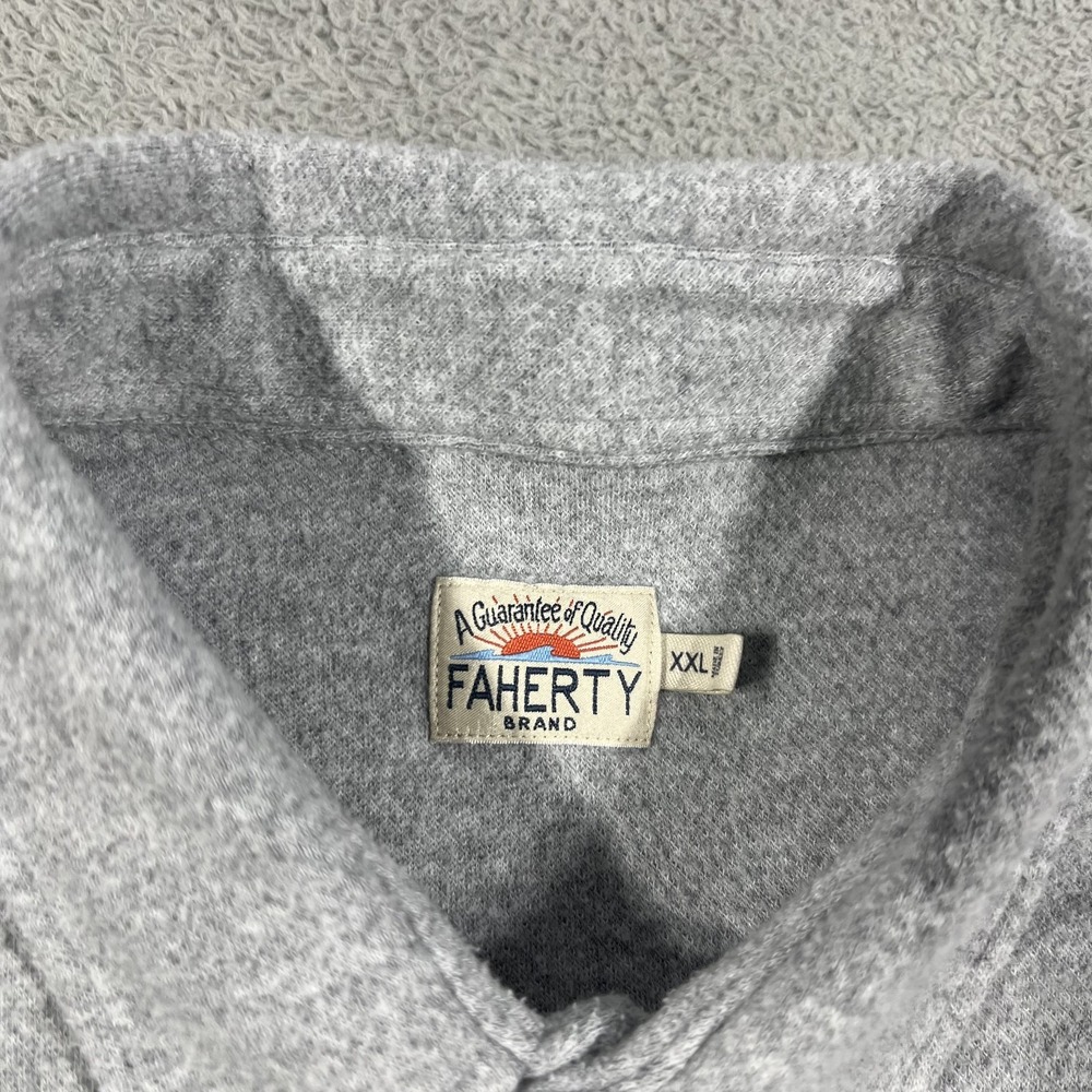Faherty Legend Sweater Shirt Mens 2XL Gray Button Up Flannel Pockets Stretch - Picture 5 of 12